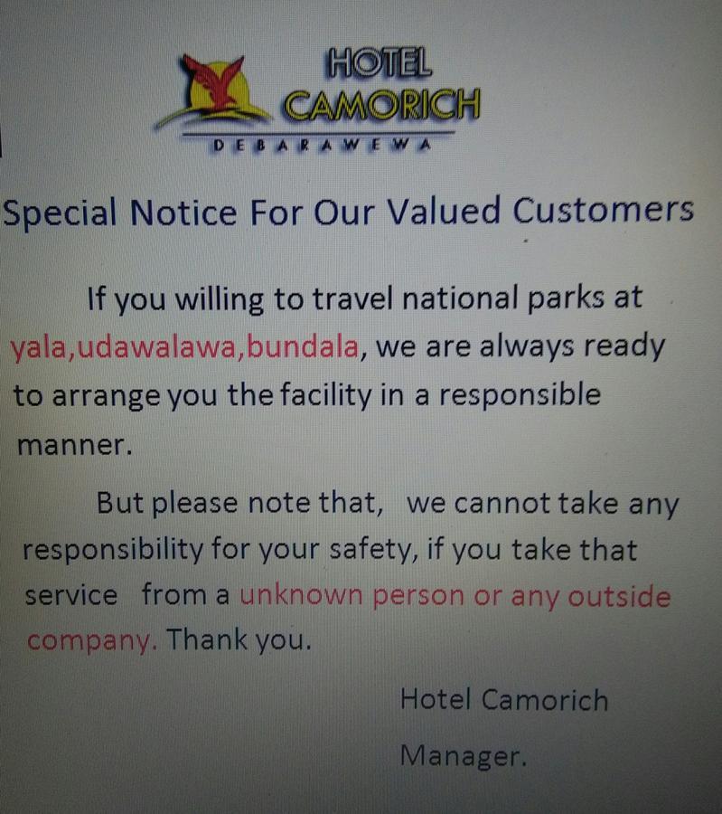 Hotel Camorich Tissamaharama Exteriör bild